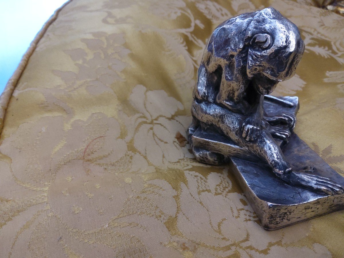 Silver Bronze "the Flea" By Edouard Paul Merite-photo-4